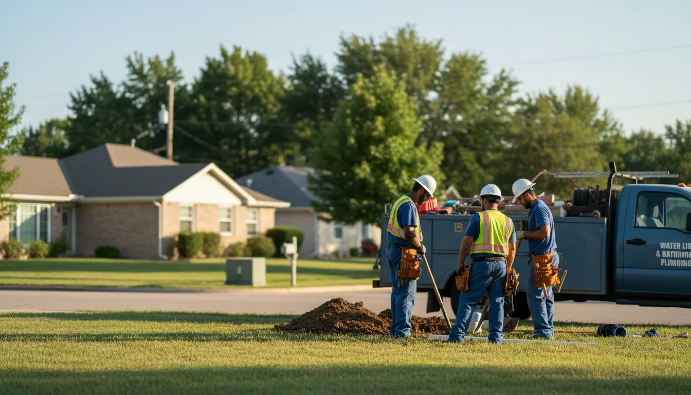 Residential water line and bathroom plumbing service in Myra, TX